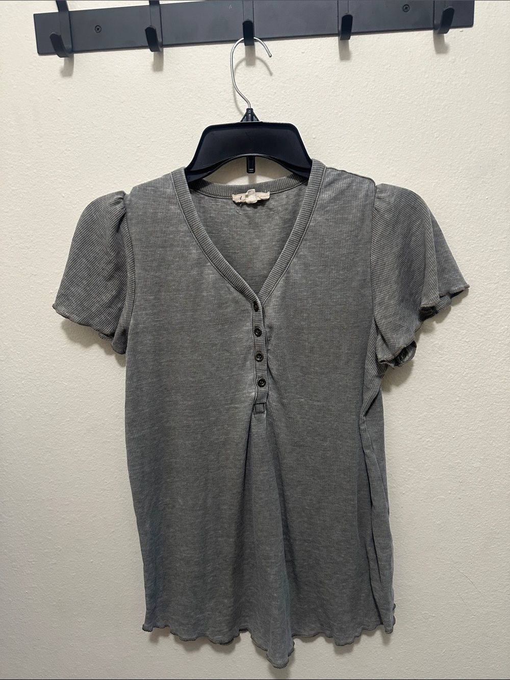 Jane and Delancey V-Neck Button Short Sleeve Top